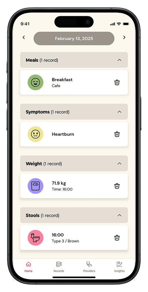 Meal logging phone screen